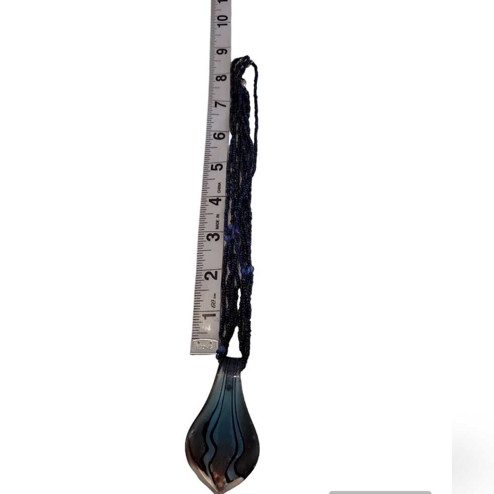 Blown Glass Pendant and Beaded Necklace - Picture 4 of 5